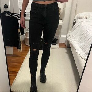 J Brans Black Distressed Women's Jeans